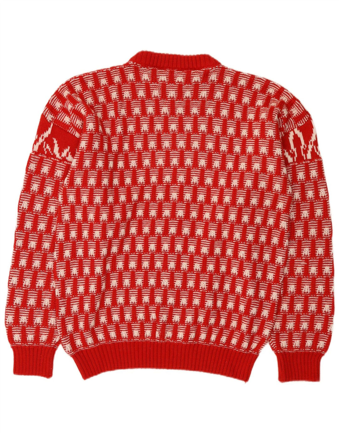 Maglione maglione girocollo da uomo vintage rosso medio Fair Isle Novità