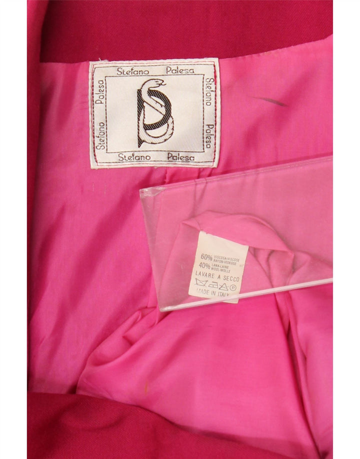 Giacca blazer doppiopetto vintage da donna UK 14 viscosa rosa medio