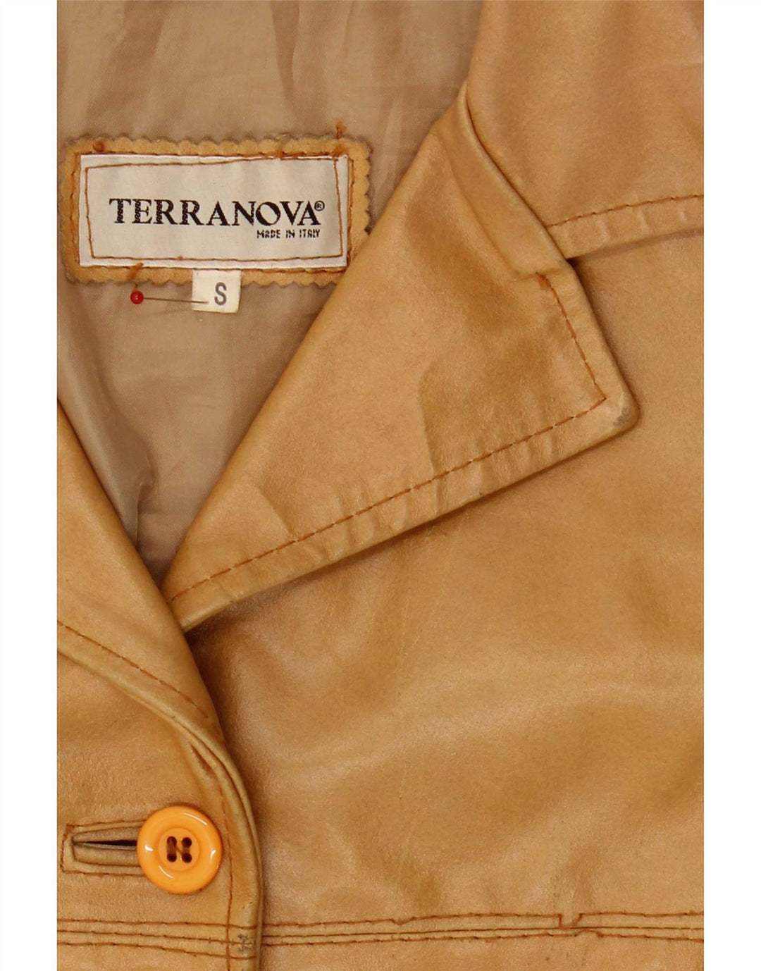 Giacca blazer in pelle da donna a 4 bottoni Terranova UK 10 piccola Beige
