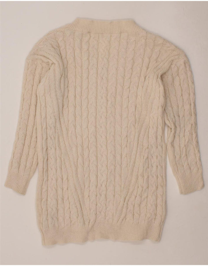 SHEIN Womens V-Neck Jumper Sweater EU 38 Medium Off White Polyester Vintage Shein and Second-Hand Shein from Messina Hembry 