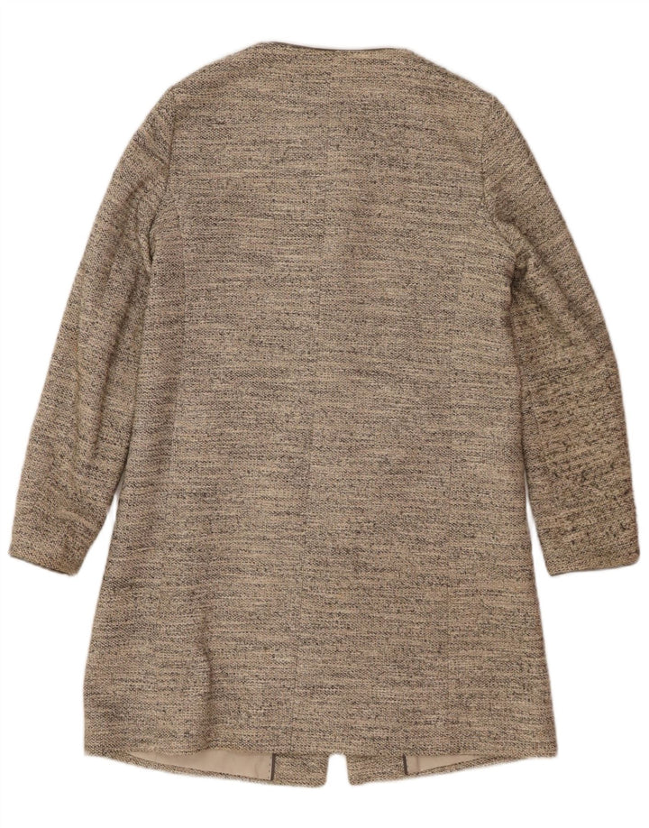 MASSIMO DUTTI Womens Overcoat EU 38 Small Beige Flecked Cotton