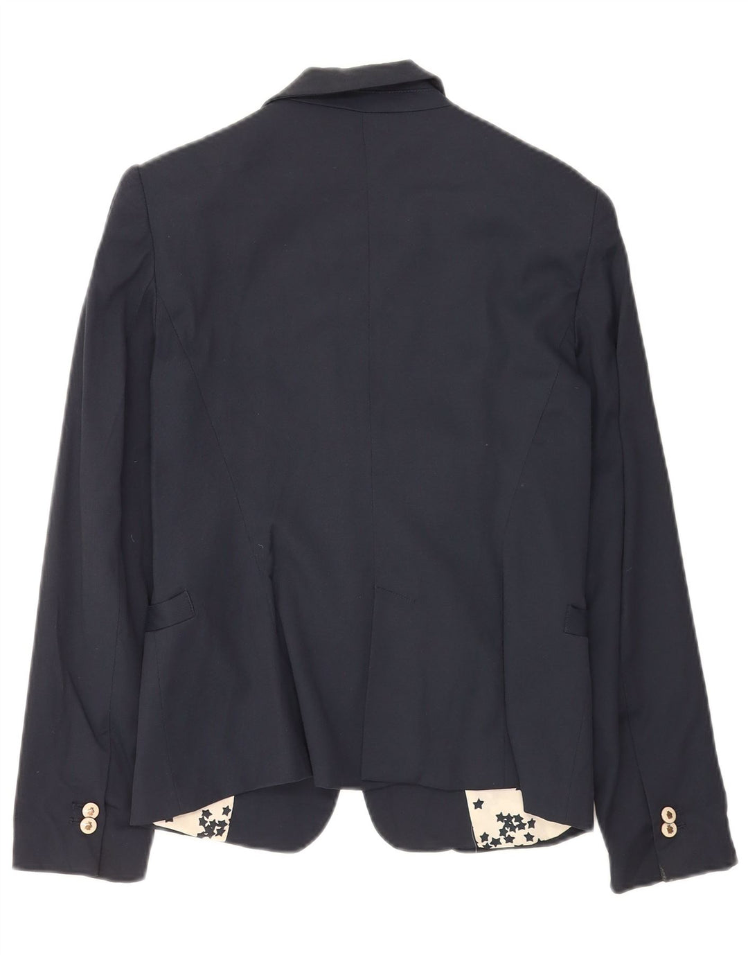 Giacca blazer a 1 bottone da donna Zara UK 12 cotone blu navy medio