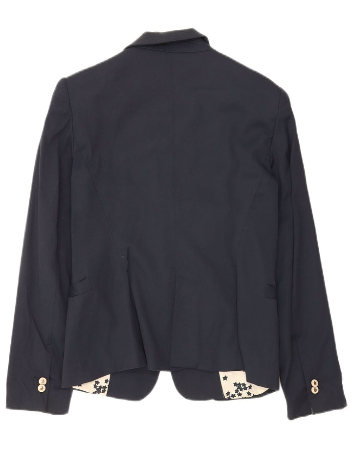 Giacca blazer a 1 bottone da donna Zara UK 12 cotone blu navy medio