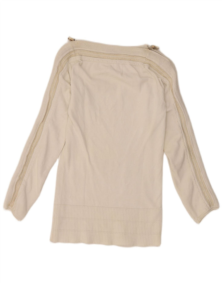 Gianfranco Ferre Maglione da donna con scollo a barca UK 10 piccolo bianco