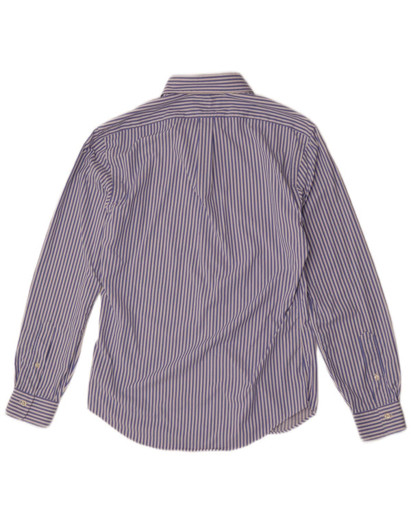 Camicia slim fit da uomo Ralph Lauren in nylon gessato blu medio