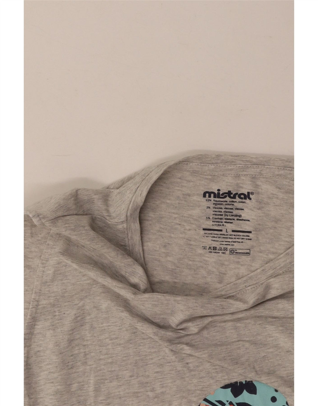 MISTRAL Womens Graphic Vest Top UK 14 Large Grey Cotton