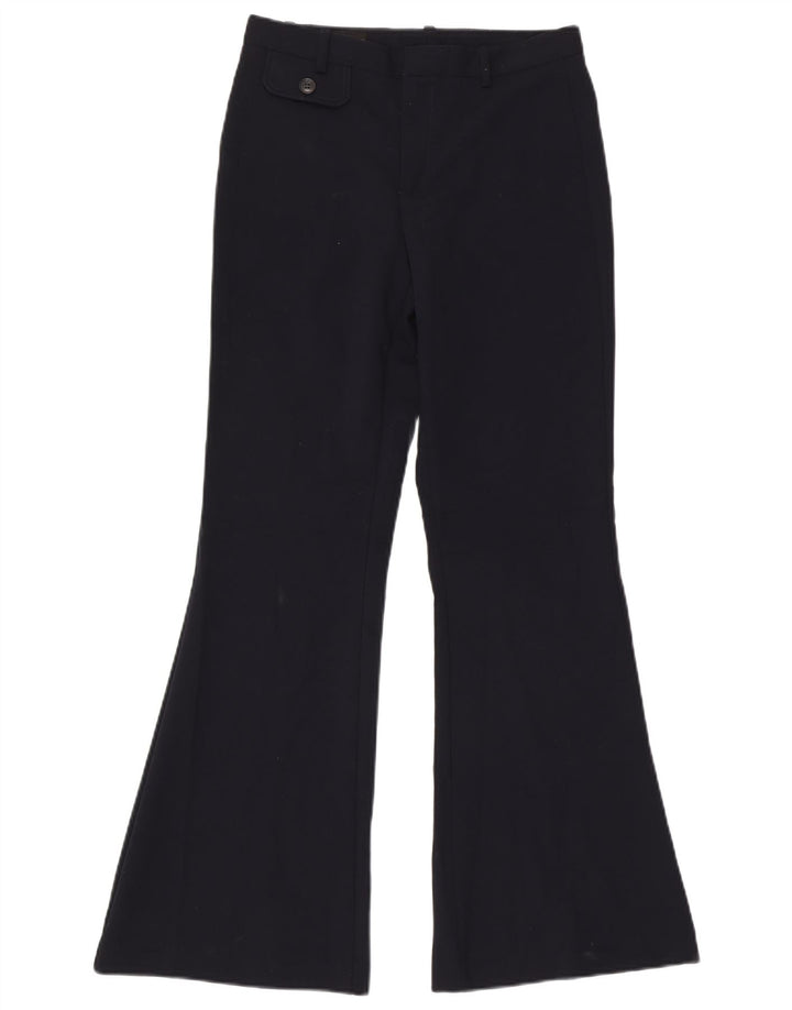 Pantaloni casual svasati da donna Zara piccoli W26 L32 poliestere blu navy