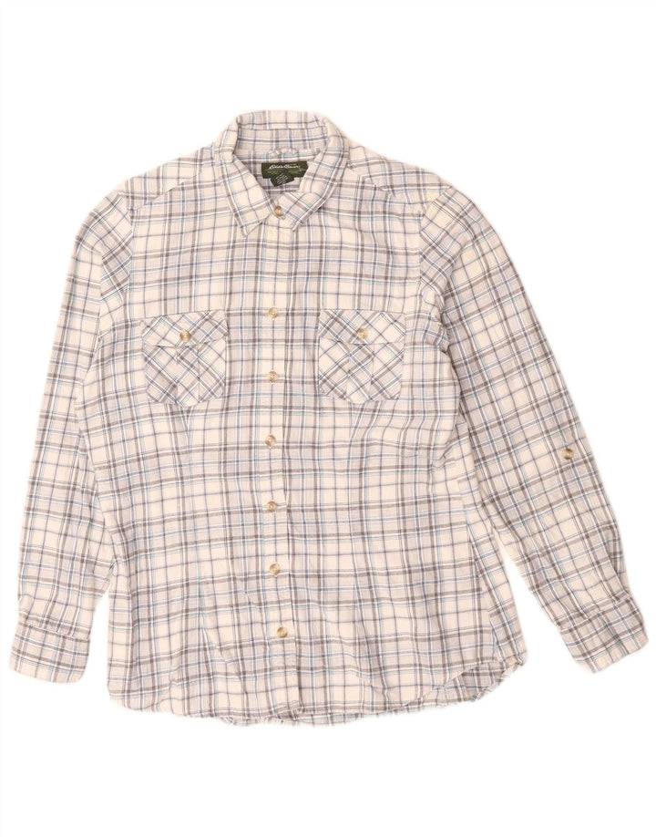 Camicia da donna EDDIE BAUER UK 16 Cotone a quadri grigio grande