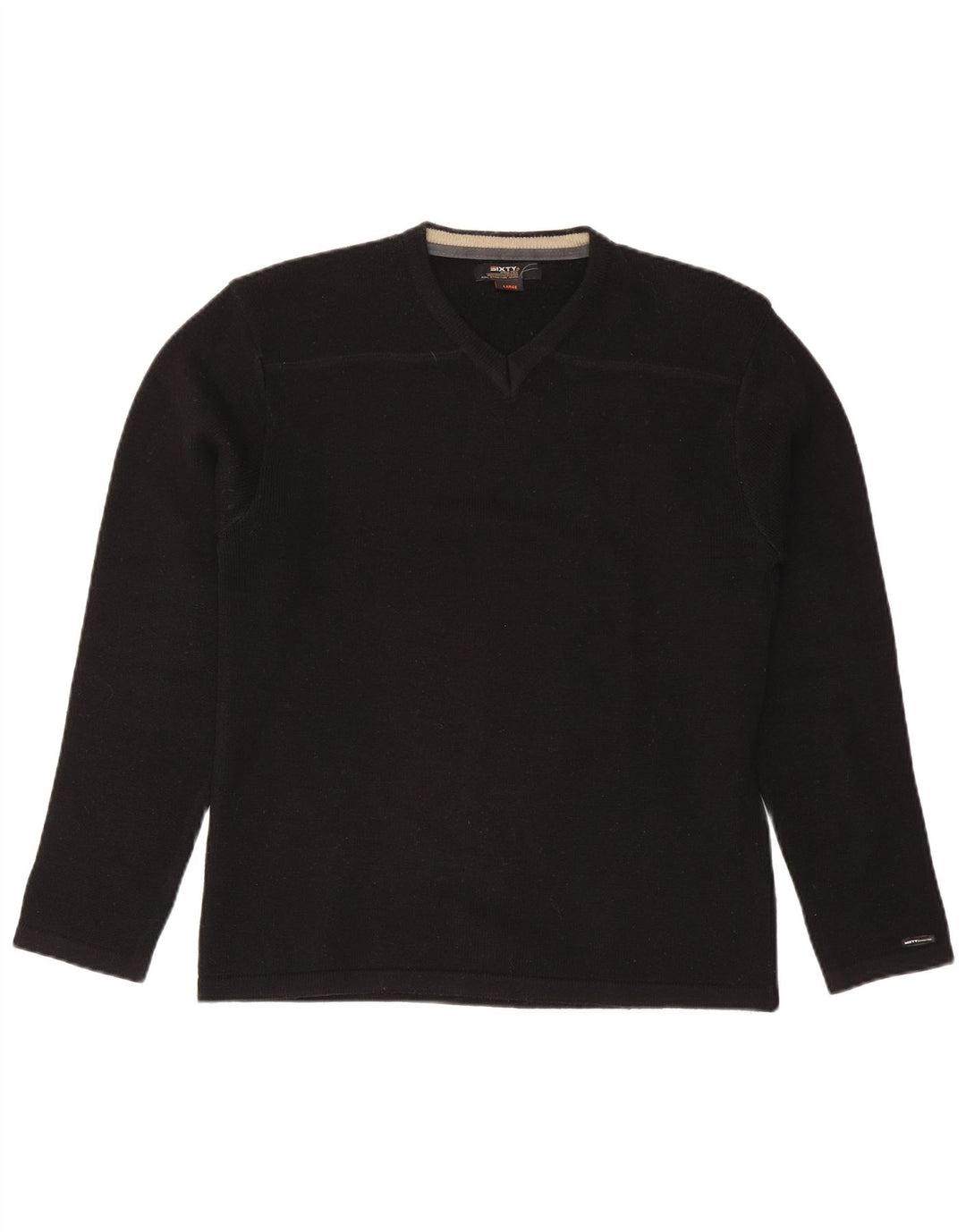Sixty Maglione da uomo con scollo a V grande acrilico nero