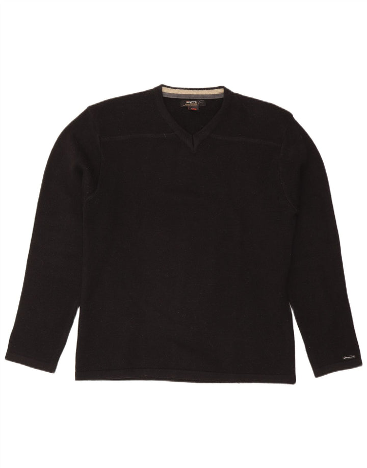Sixty Maglione da uomo con scollo a V grande acrilico nero