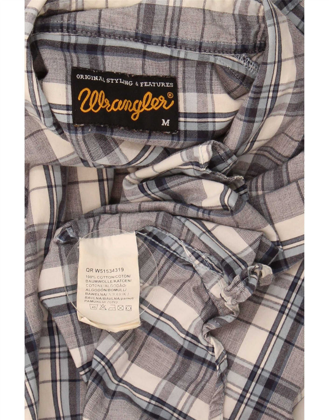Camicia da uomo Wrangler in cotone a quadri blu medio