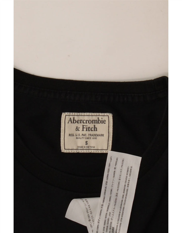 Abercrombie & Fitch Top grafico da uomo a maniche lunghe piccolo in cotone nero