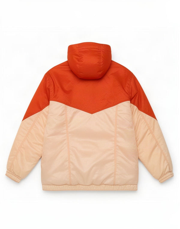 Giacca da sci vintage da uomo con cappuccio UK 40 Large Orange Colourblock