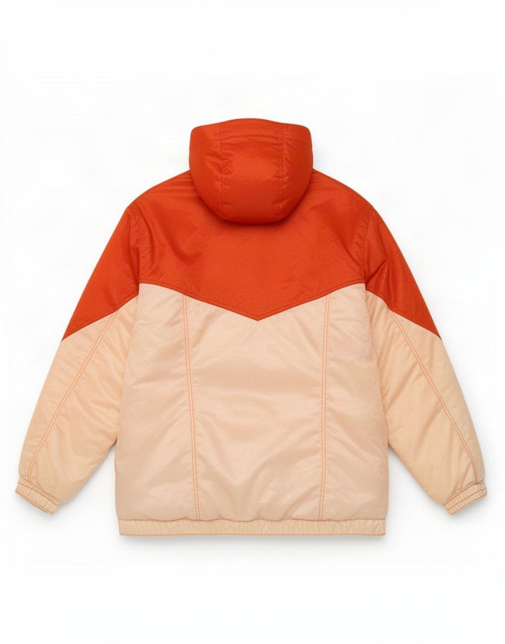 Giacca da sci vintage da uomo con cappuccio UK 40 Large Orange Colourblock