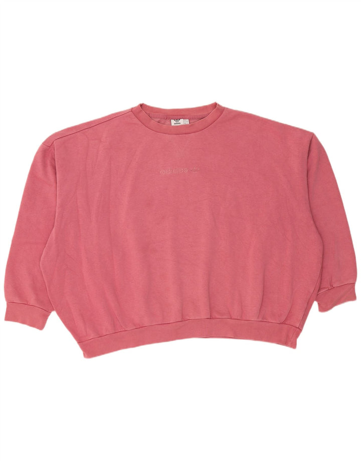 Felpa oversize da donna ADIDAS, maglione UK 12, cotone rosa medio