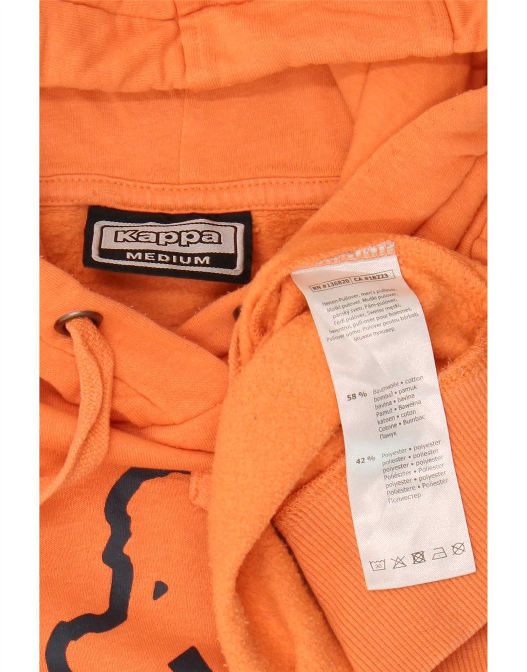 Maglione con cappuccio grafico da uomo Kappa in cotone arancione medio