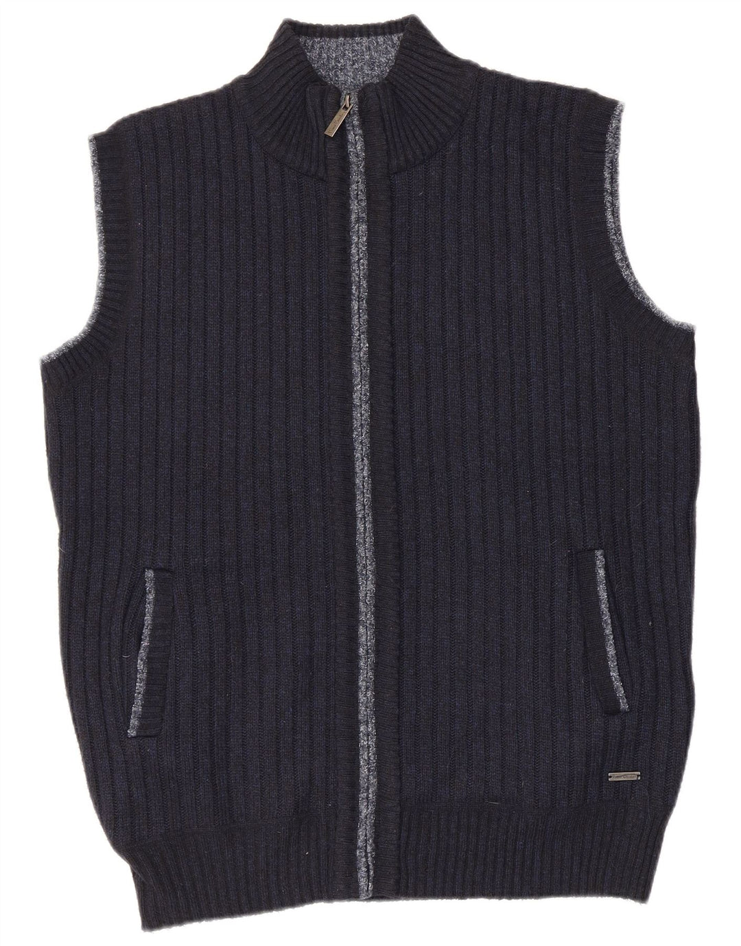 Maglione cardigan senza maniche da uomo Pierre Cardin poliestere medio blu navy