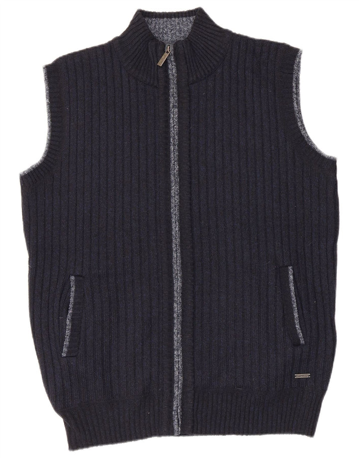 Maglione cardigan senza maniche da uomo Pierre Cardin poliestere medio blu navy
