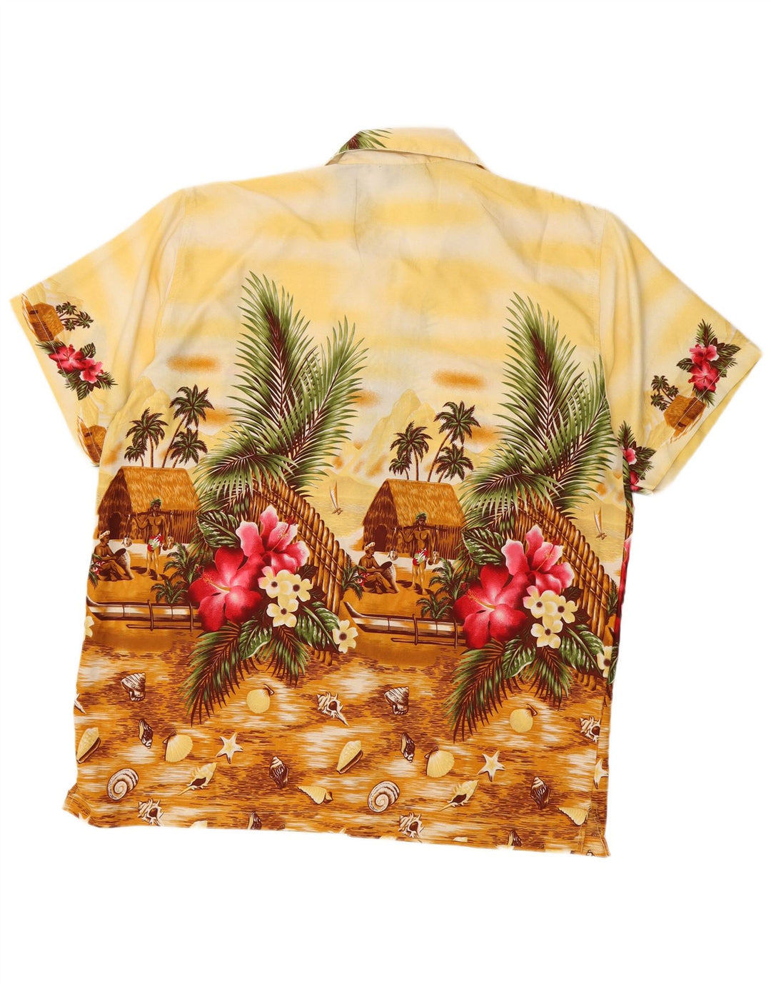 Camicia hawaiana a maniche corte da uomo Pacific & Co, grande poliestere floreale giallo