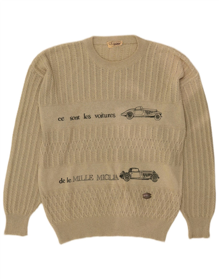 Maglione maglione girocollo con grafica da uomo Biffi grande beige