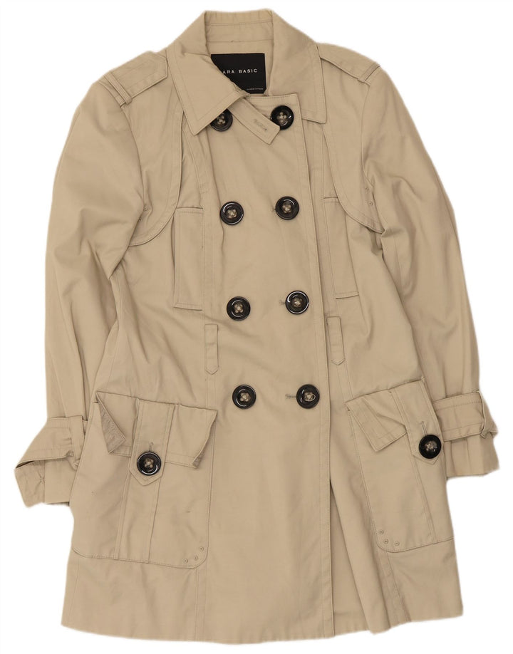 Trench da donna Zara UK 14 grande nylon beige