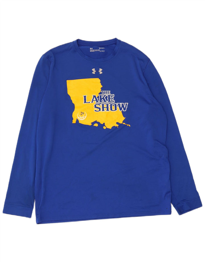 UNDER ARMOUR Top da uomo con grafica Heat Gear a maniche lunghe in poliestere blu medio