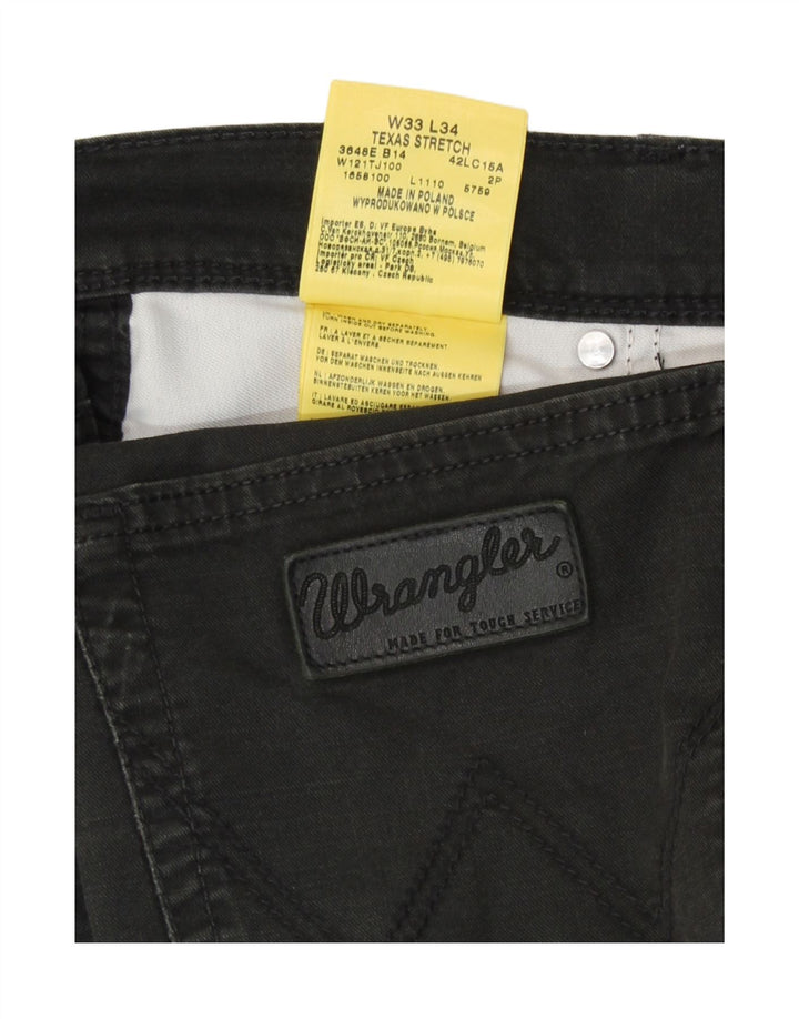 Jeans dritti elasticizzati Texas da uomo Wrangler W33 L34 cotone nero