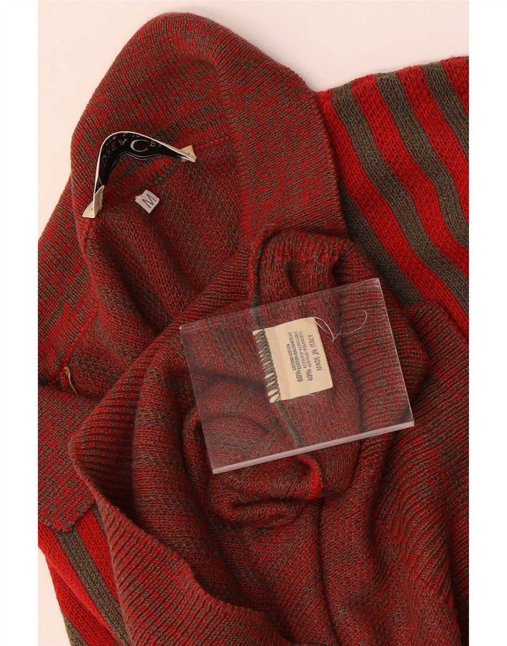Andrea Celli Maglione da uomo con collo alto in cotone a righe rosse medie