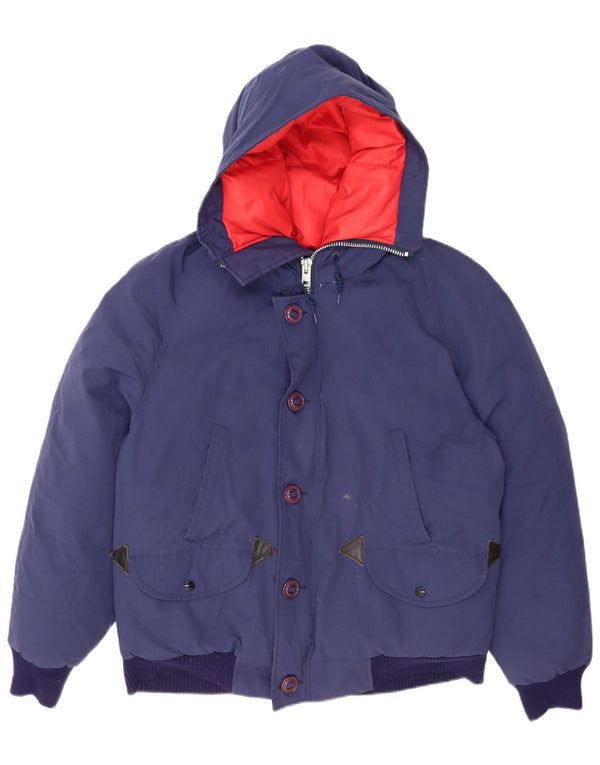 Giacca imbottita con cappuccio da uomo canadese UK 42 XL poliestere blu