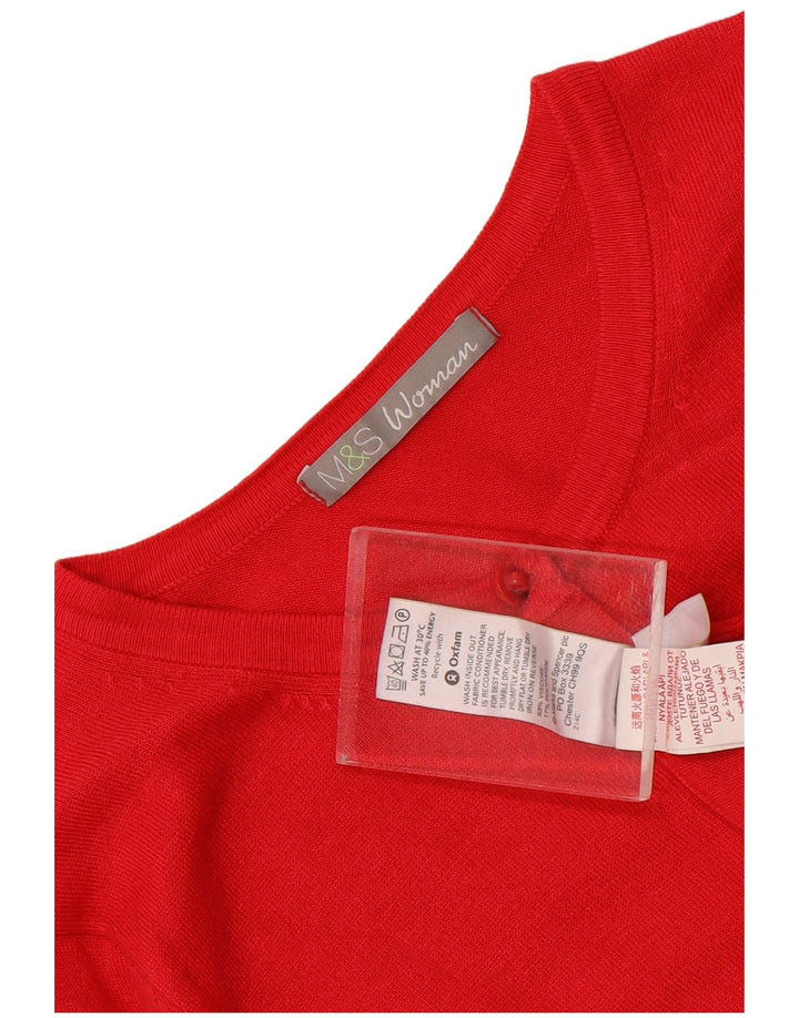 Maglione cardigan da donna Marks & Spencer UK 8 piccolo viscosa rossa