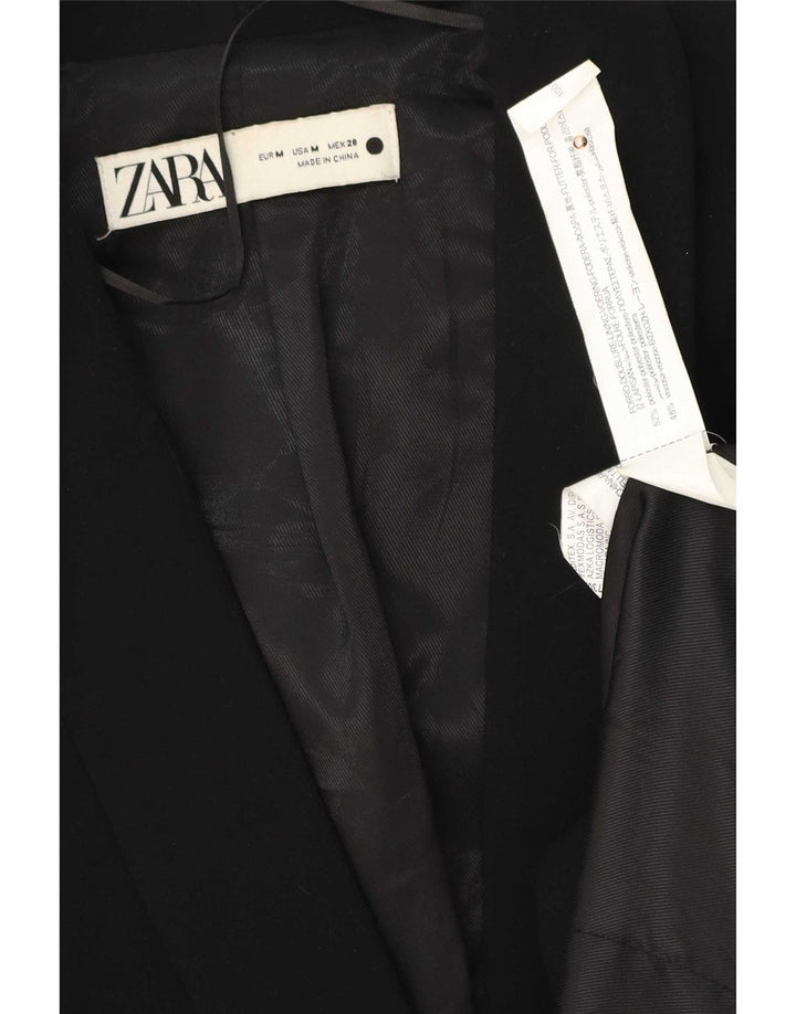 Giacca blazer a 1 bottone da donna Zara UK 12 poliestere nero medio