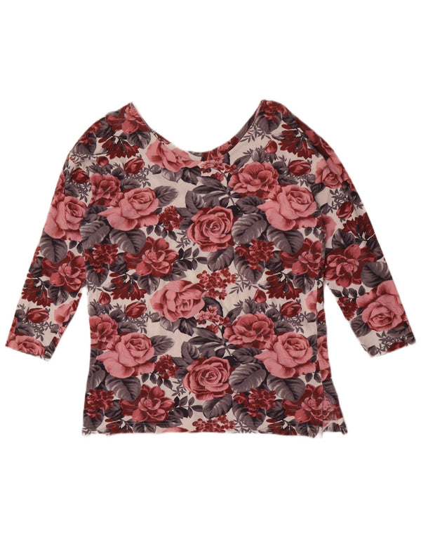 Top da donna St. Bernard manica 3/4 UK 14/16 grande floreale multicolore