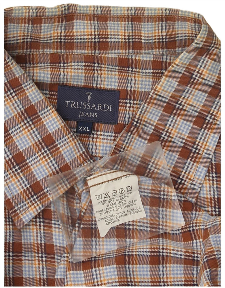 Camicia Trussardi Jeans Uomo 2XL Cotone Check Marrone