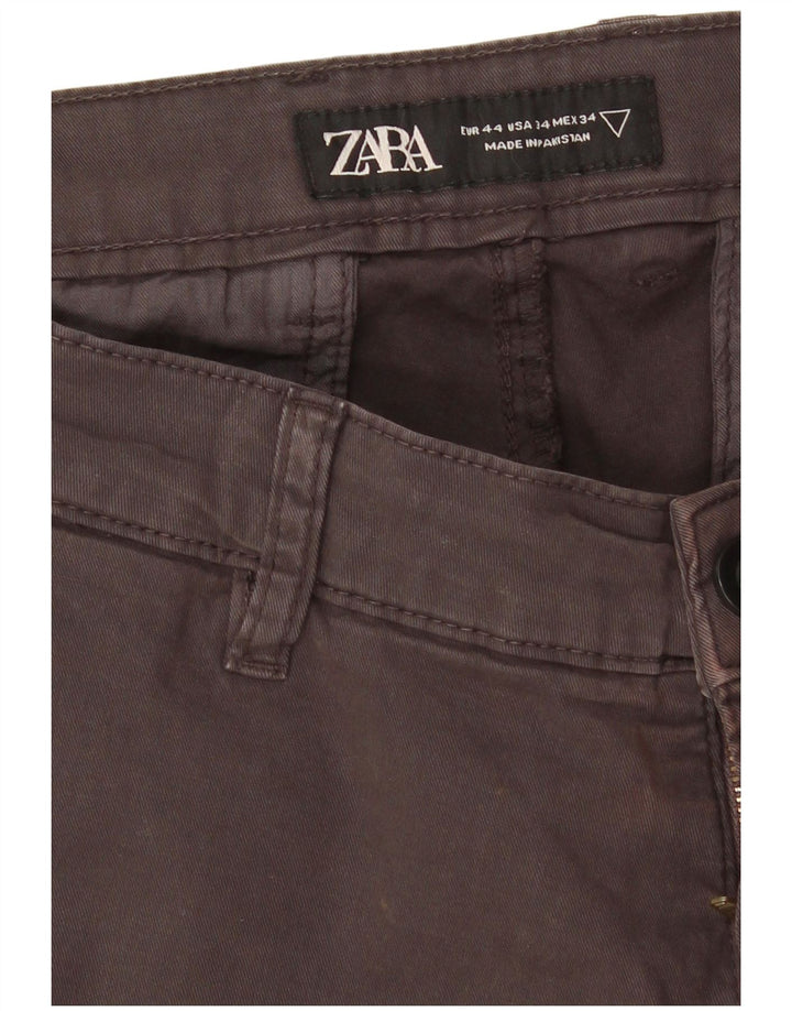 Pantaloni chino slim da uomo ZARA EU 44 Large W34 L30 Grigio