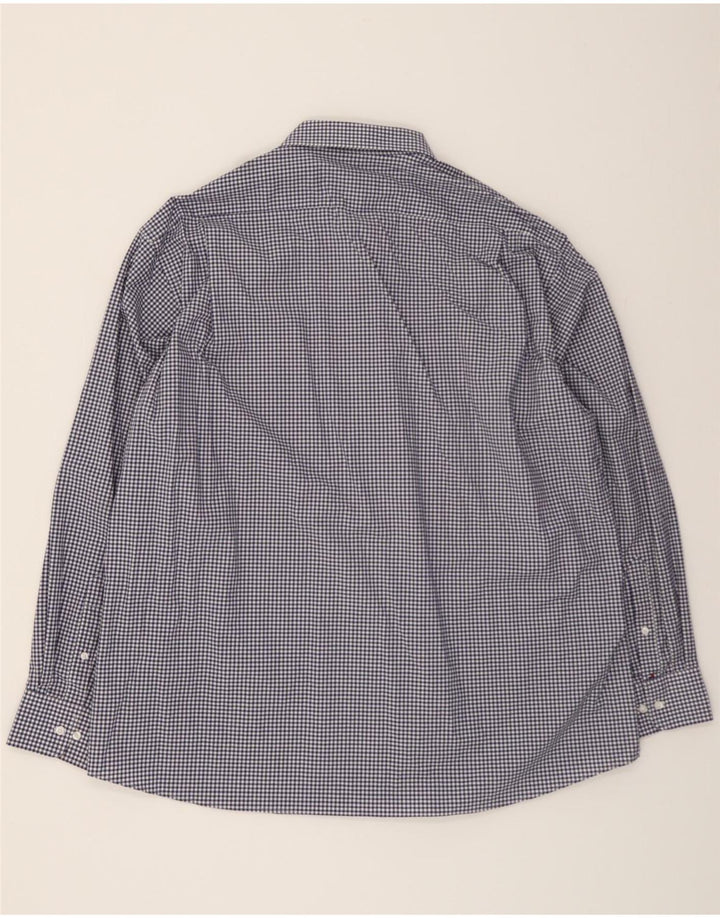 TOMMY HILFIGER Mens Regular Fit Shirt Size 18 1/2 2XL Navy Blue Check Vintage Tommy Hilfiger and Second-Hand Tommy Hilfiger from Messina Hembry 