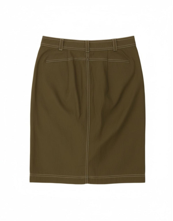 ALVIERO MARTINI Womens Midi Skirt UK 12 Medium W30  Khaki Cotton