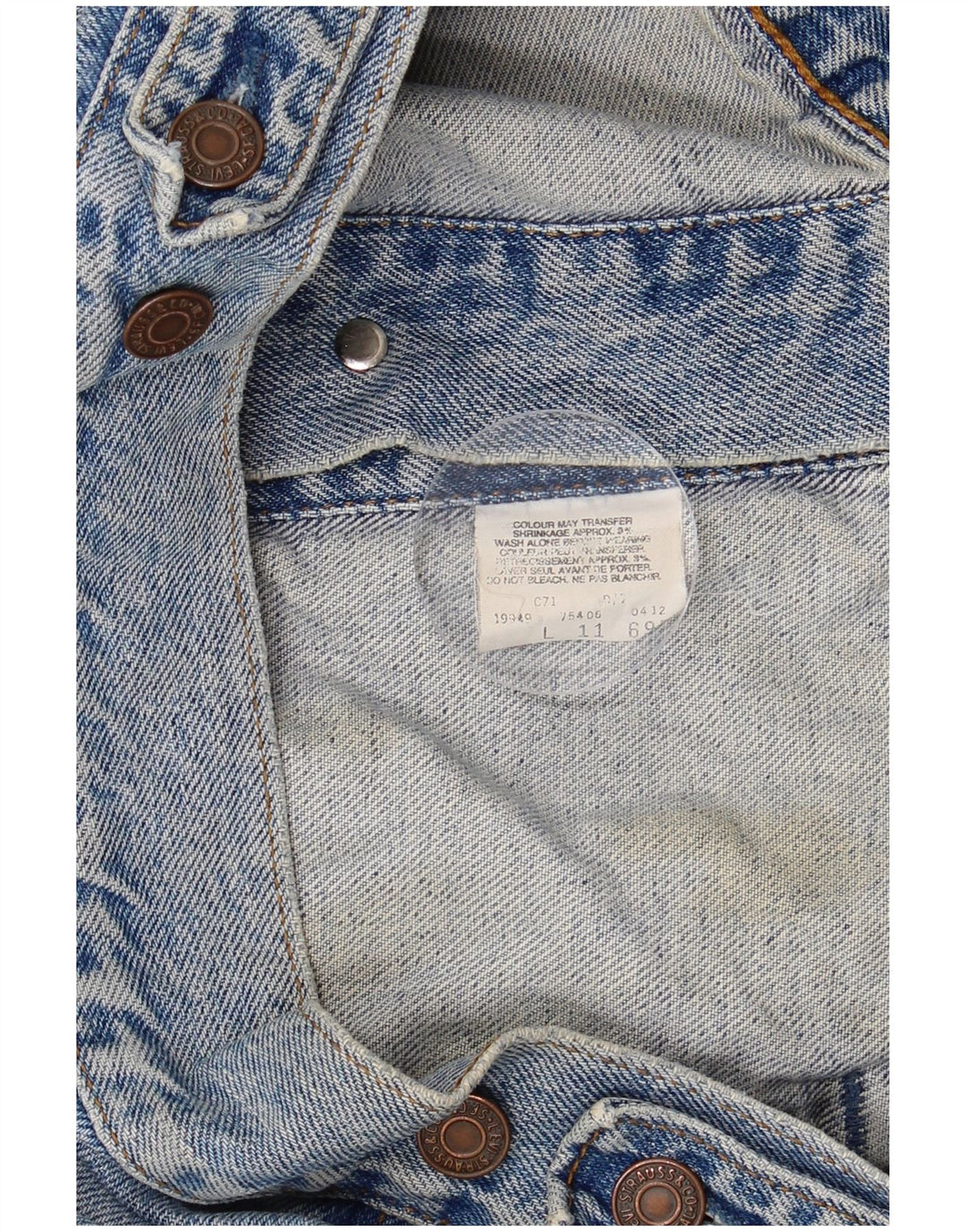 Giacca di jeans corta da donna LEVI'S UK 14 grande cotone blu