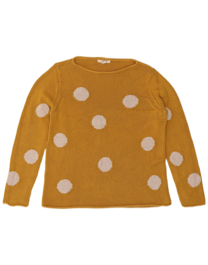 WHITE STUFF Maglione da donna con scollo a barca UK 12 Giallo medio geometrico