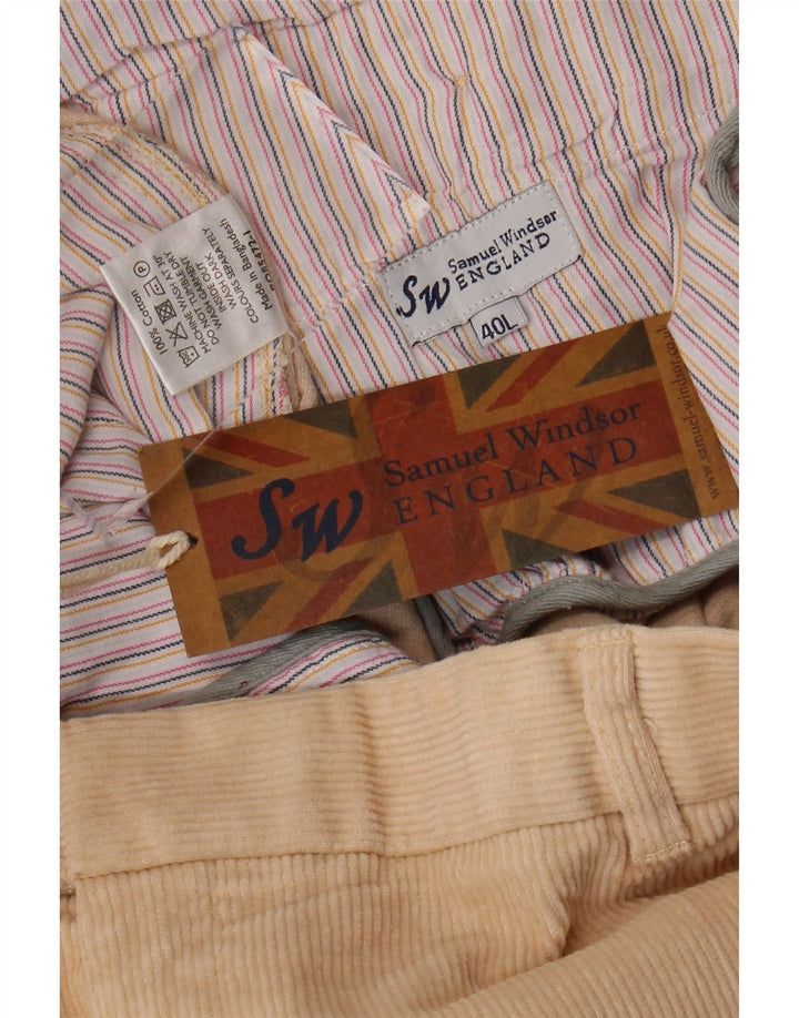 SAMUEL WINDSOR Pantaloni dritti da uomo in velluto a coste W40 L33 Cotone Beige