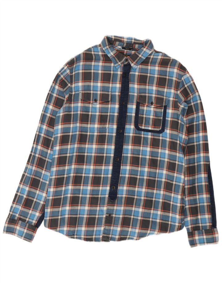 Camicia da uomo in flanella slim fit ALL SAINTS, cotone a quadri blu grandi
