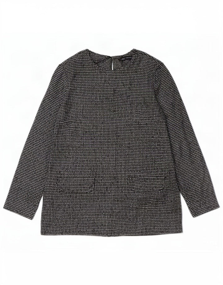 Camicetta a maniche lunghe da donna Zara UK 10 piccola poliestere pied de poule nero