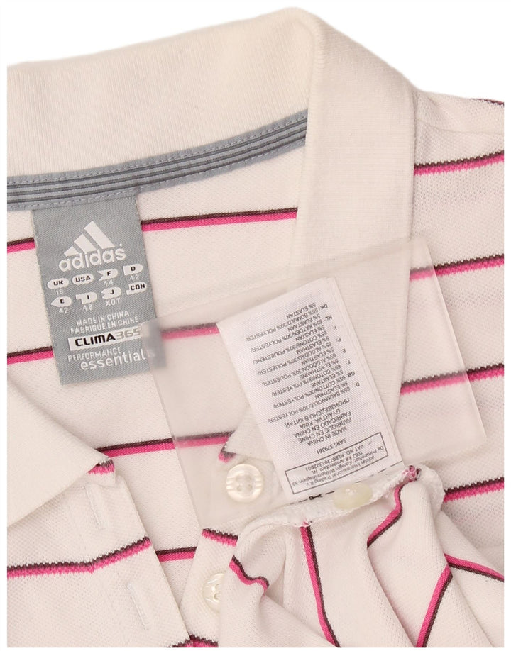 Polo ADIDAS da donna Clima 365 UK 16 grande cotone a righe bianche
