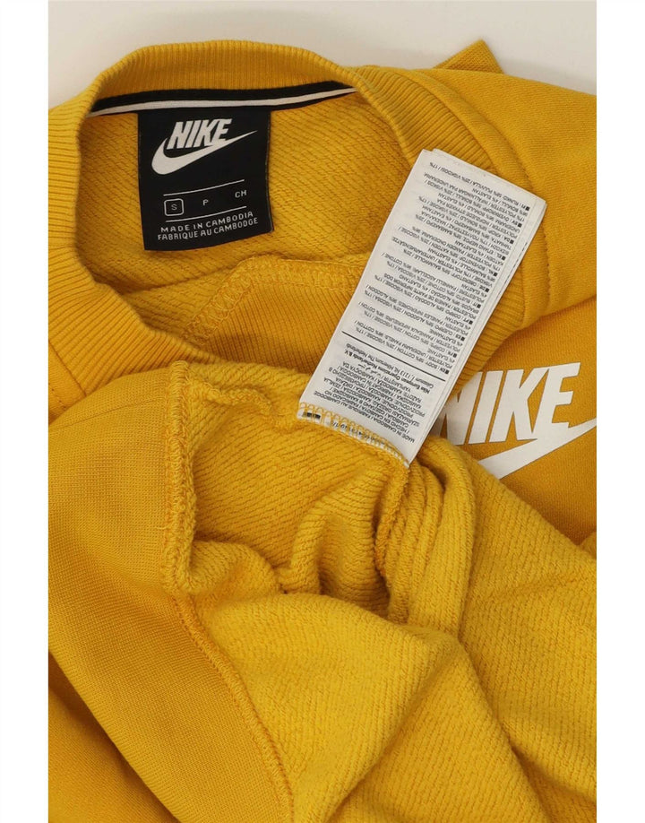 Felpa oversize da donna Nike maglione UK 10 piccolo cotone giallo