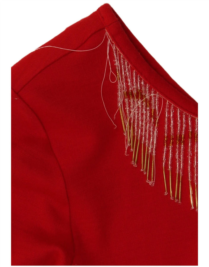 Abito a trapezio a maniche lunghe da donna Chagall UK 12 Acrilico rosso medio