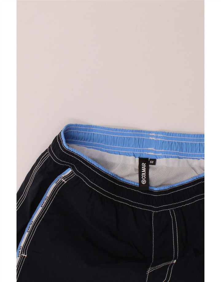 COLMAR Mens Graphic Swimming Shorts IT 50 Large  Navy Blue Nylon Vintage Colmar and Second-Hand Colmar from Messina Hembry 