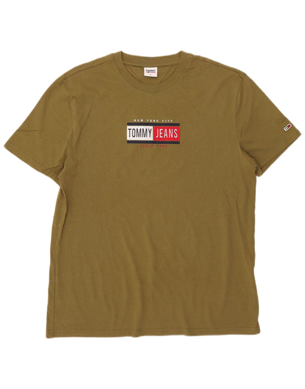 T-shirt grafica da uomo Tommy Hilfiger Top XL in cotone kaki