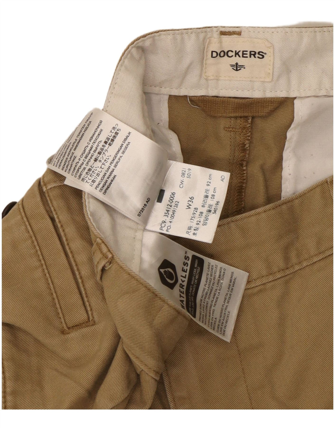 DOCKERS Pantaloncini cargo da uomo W36 grandi in cotone beige