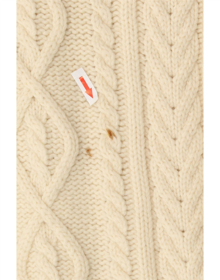 Maglione cardigan da donna vintage IT 44 lana media bianco sporco