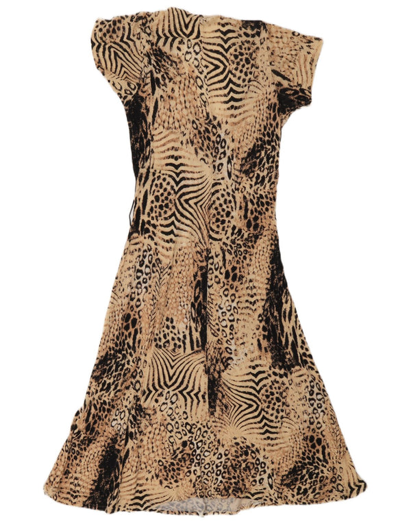 Abito a trapezio da donna Marks & Spencer UK 8 piccola stampa animalier beige