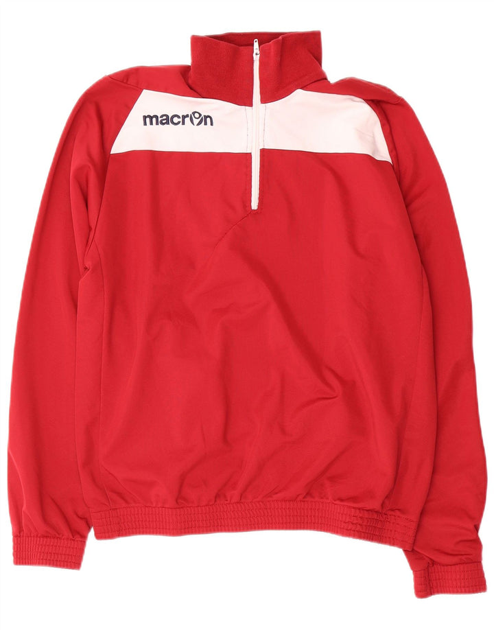 Macron Felpa da uomo con collo con zip grafica Maglione rosso medio color block
